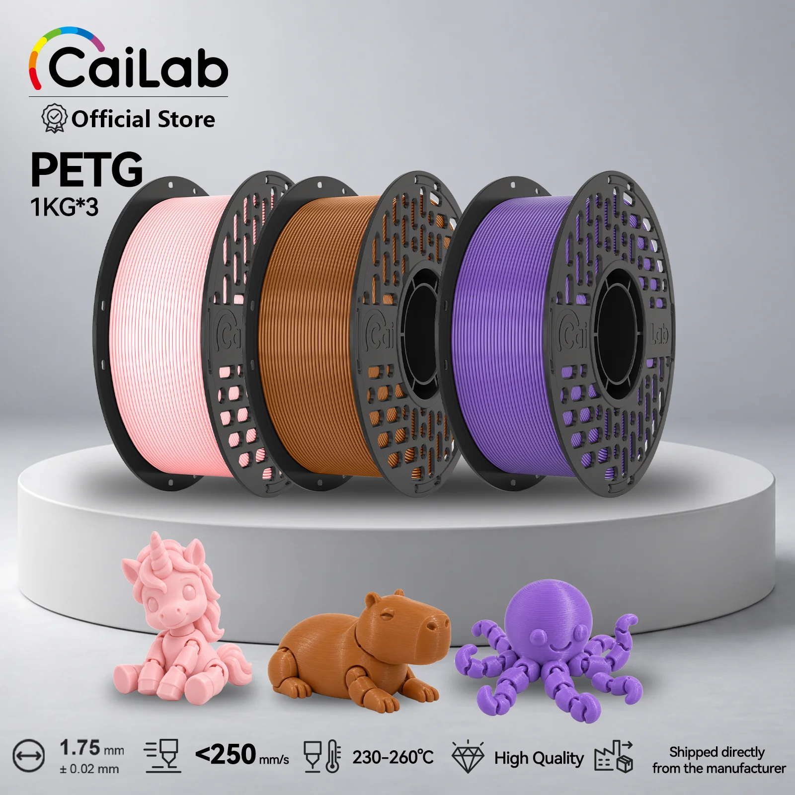 Cailab PETG Filament 2/3 Pcs 1kg Each 1.75mm 3D Printer High Quality Printing Bundle For Custom Models Tools Storage DIY Crafts