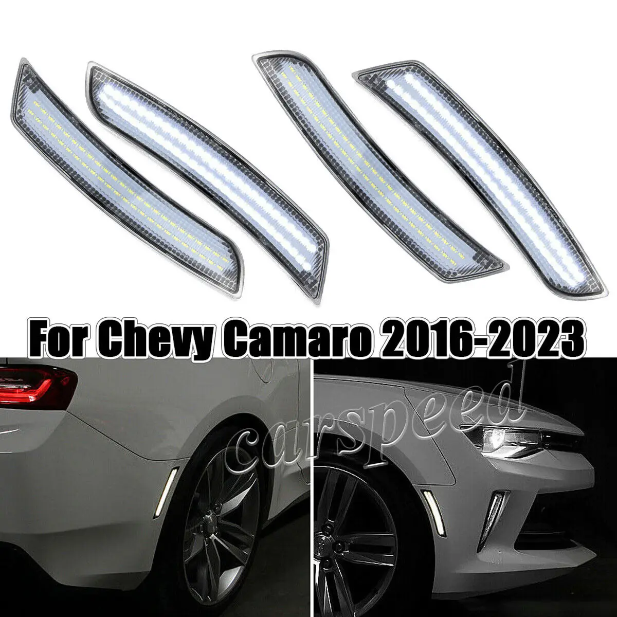 

4Pcs Clear Lens White LED Side Marker Turn Signal Light For Chevrolet Camaro LS LT SS ZL1 2016 2017 2018 2019 2020 2021