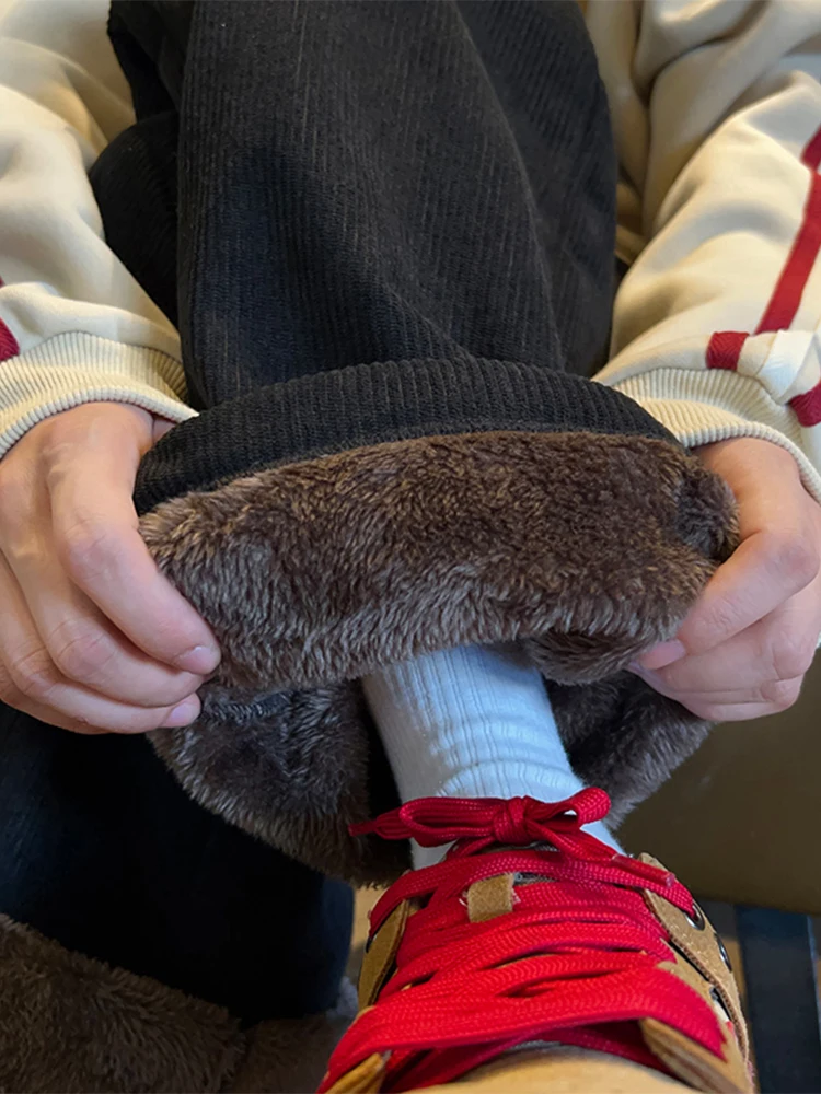 

Зимние утепленные мужские вельветовые брюки на флисовой подкладке, суперморозостойкие до -40 градусов, со средней посадкой, прямые, повседневные