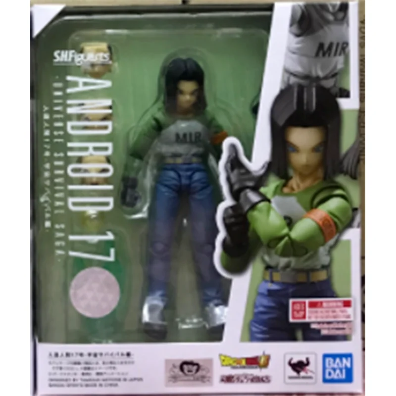 Bandai Genuine Dragon Ball Anime Figure Android 17 SHF Action Figure Toys for Boys Girls Kids Christmas Gift Collectible Model