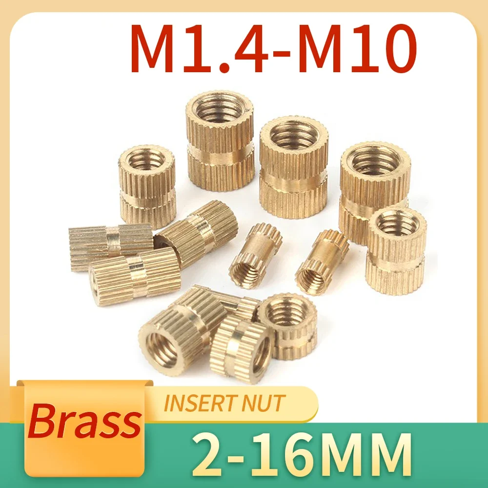 

5-100Pcs M.4 M1.6 M2 M2.5 M3 M4 M5 M6 M8 Brass Insert Nut Injection Molding Brass Knurled Thread Embedded Inserts Nuts Nutsert