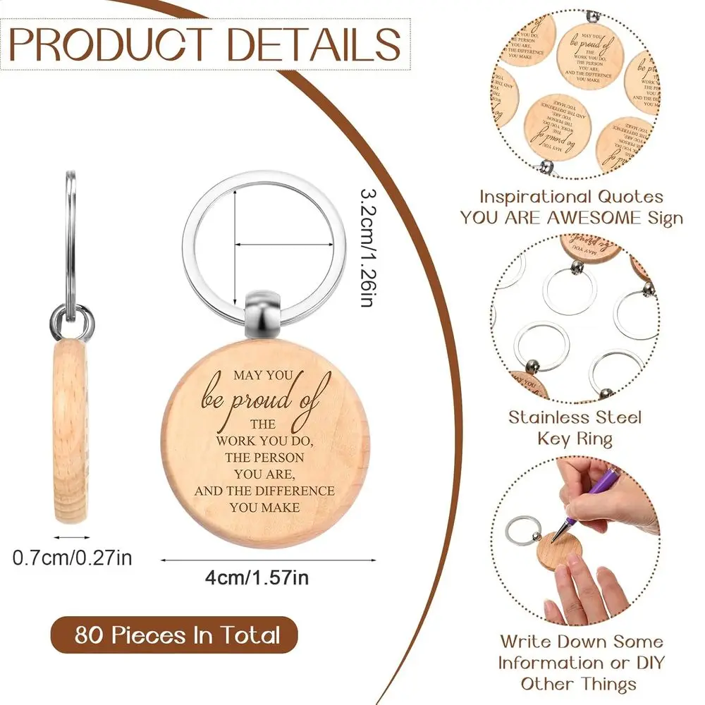 مجموعة مكونة من 240 قطعة مكونة من 80 هدايا عيد الميلاد: دفاتر ملاحظات جيبية وأقلام من الخيزران وسلاسل مفاتيح لتقدير الموظفين #4