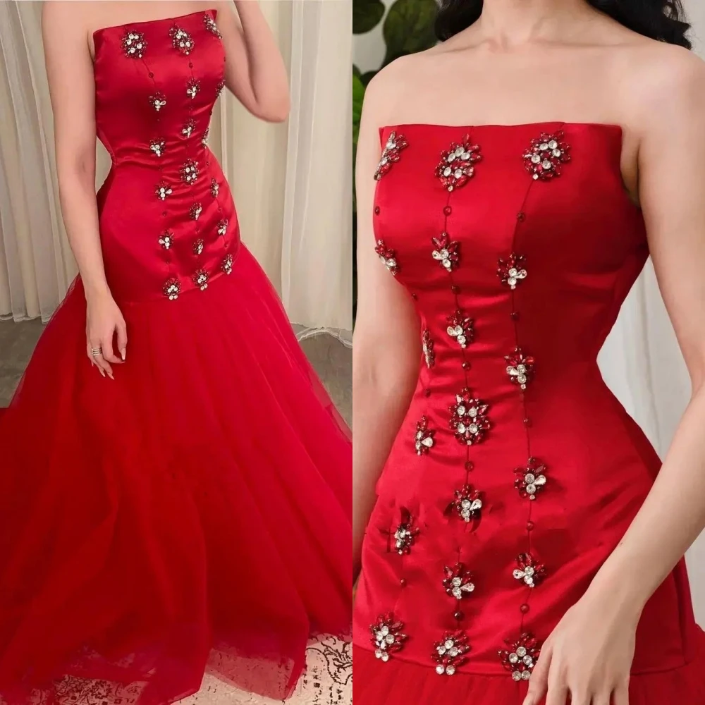 

Customized Retro Exquisite Strapless Mermaid Beading S Formal Occasion Gown вечернее платье женское luxury