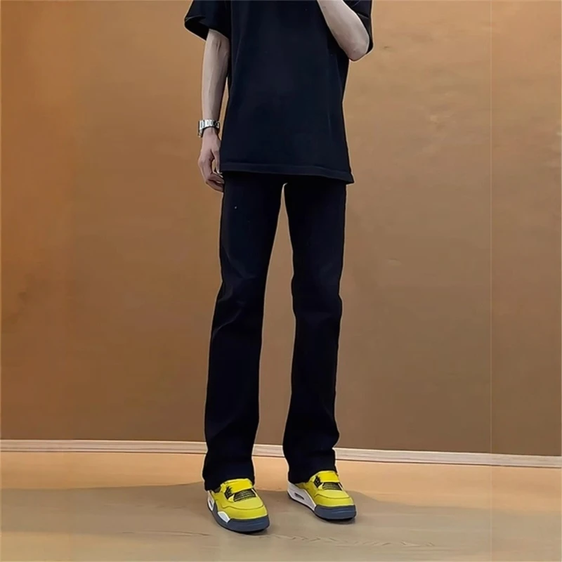 

Мужские джинсы Slim Fit Bla Knife Bell Bot, повседневные прямые джинсы для весны и осени, в стиле High Street