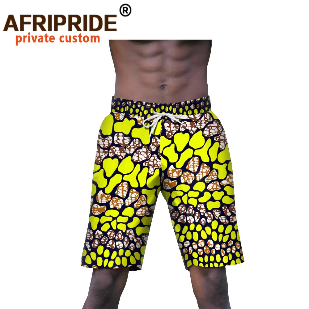 2022 African Shorts for Men Summer Beach Shorts Pockets Dashiki Breeches Wax Batik Print Plus Size Pure Cotton A2011001