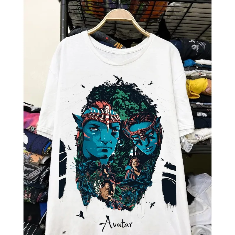

Avatar Movie Character Print Cotton Short Sleeved Fan Exclusive Design Harajuku Y2k Half Sleeved Top Oversize Couple Clothes