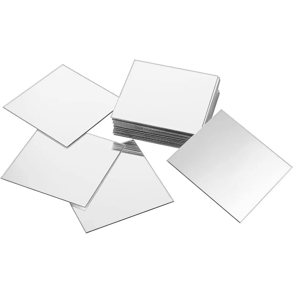 

Mini Square Mirrors, 25 Pc 3x3 Inch Acrylic Adhesive Craft Mirror Tiles for DIY Projects, Mirrors