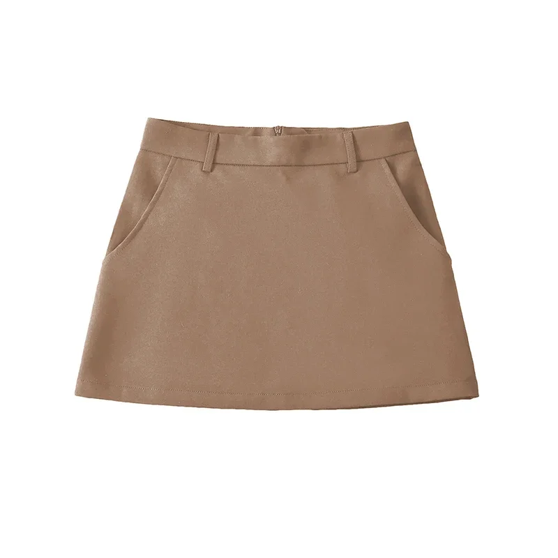 

Women Fashion Solid Back Zipper A-Line Mini Skirt Vintage High Waist Female Chic Lady Skirts