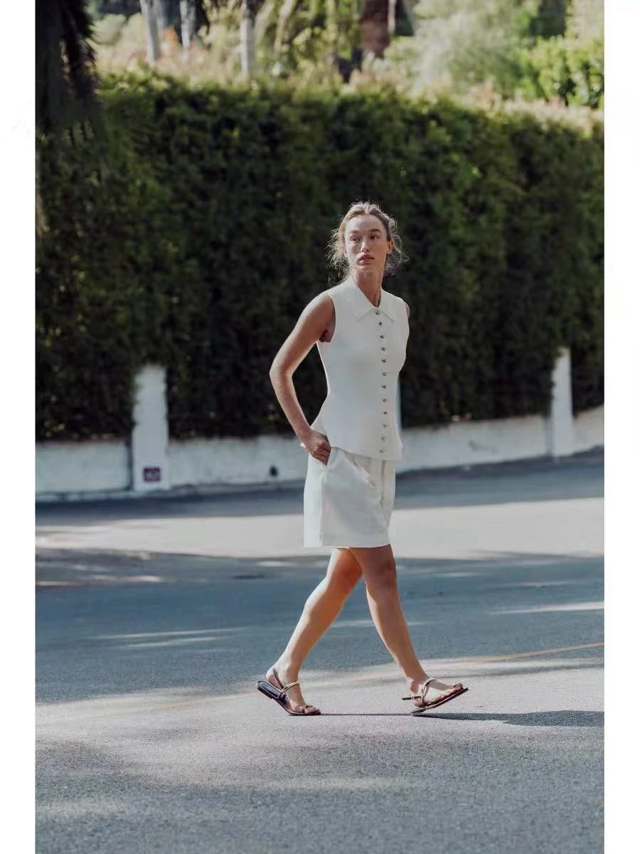 YY26196 ZA25 summer new women's clothing European and American style short skirt style hem knitted vest style top 4192060