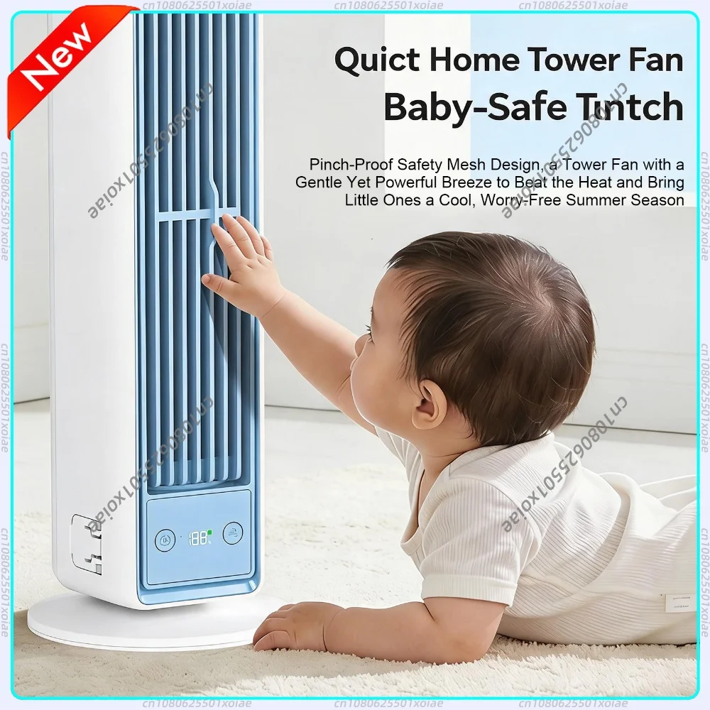 3600mAh Silent Bladeless Tower Fan with Hook & Detachable Base 5 Speeds Cooling Air Cooler for Kitchen Bedroom Bathroom Balcony