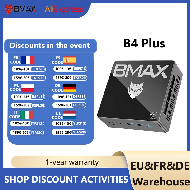 كمبيوتر صغير BMAX B4 Plus يعمل بنظام التشغيل Windows 11 PC Intel N100 16GB 512GB SSD 2HDMI يدعم كمبيوتر صغير 4K60 هرتز للأعمال والمكتب والمدرسة والمنزل