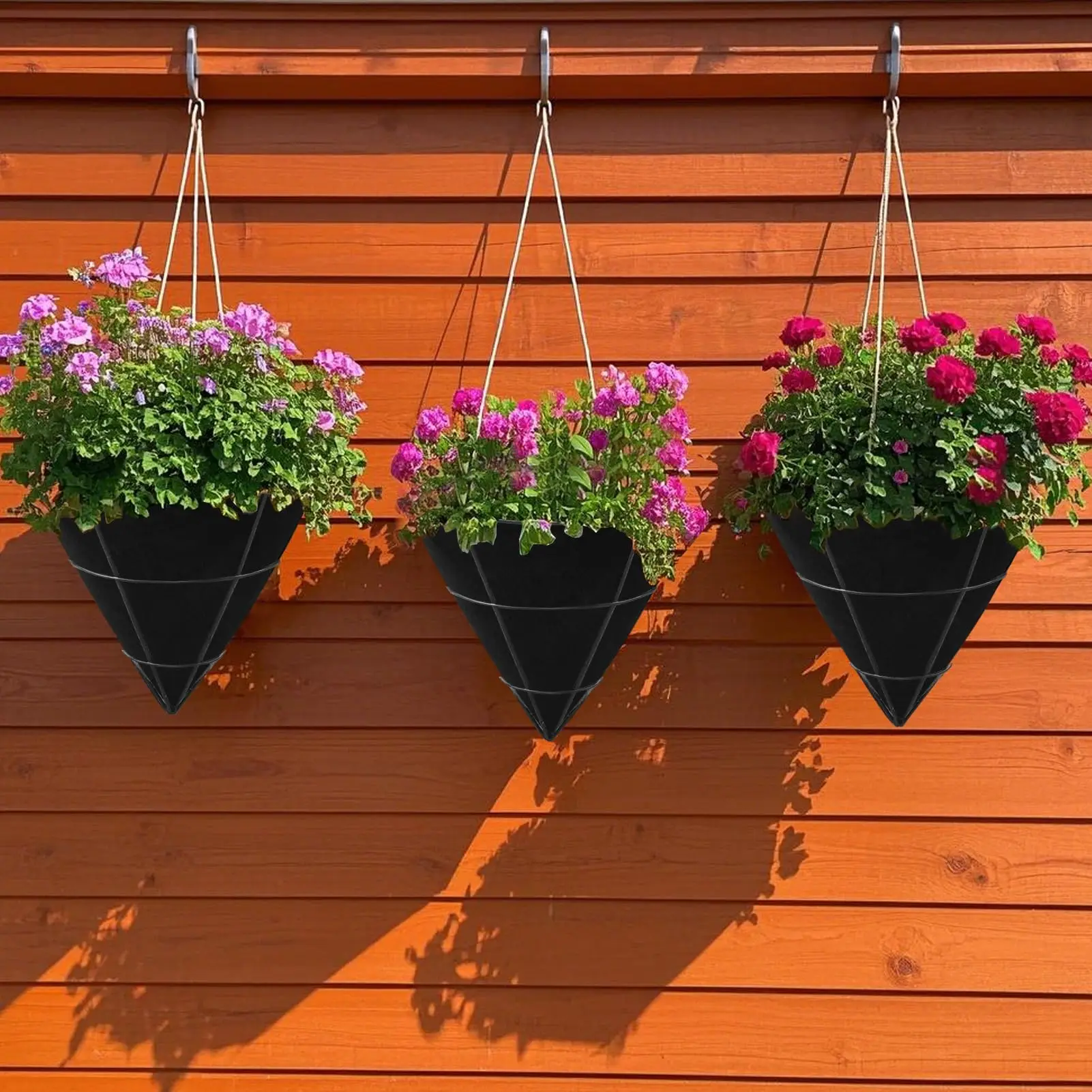 

3PCS Hanging Planter Basket Felt Liner Provide Air Circulation for Plant Growth for Living Room Bedroom Study