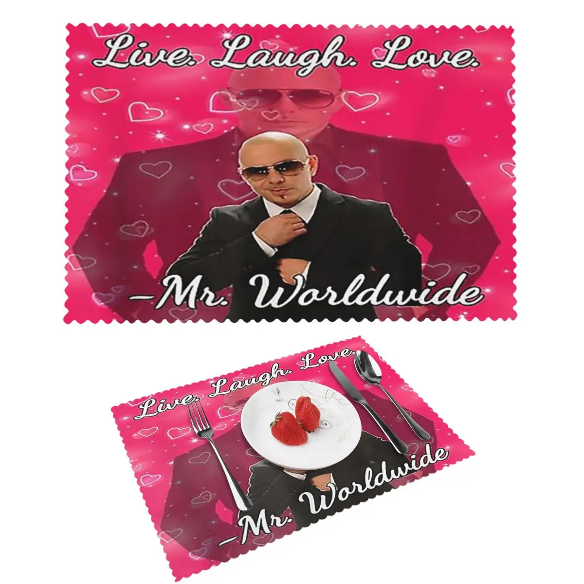 

Mr Worldwide Pitbull Valentin Placemat Heat Resistant Plate Mat For Dining Table Bowl Coaster Home Decor Super Absorbent Mats