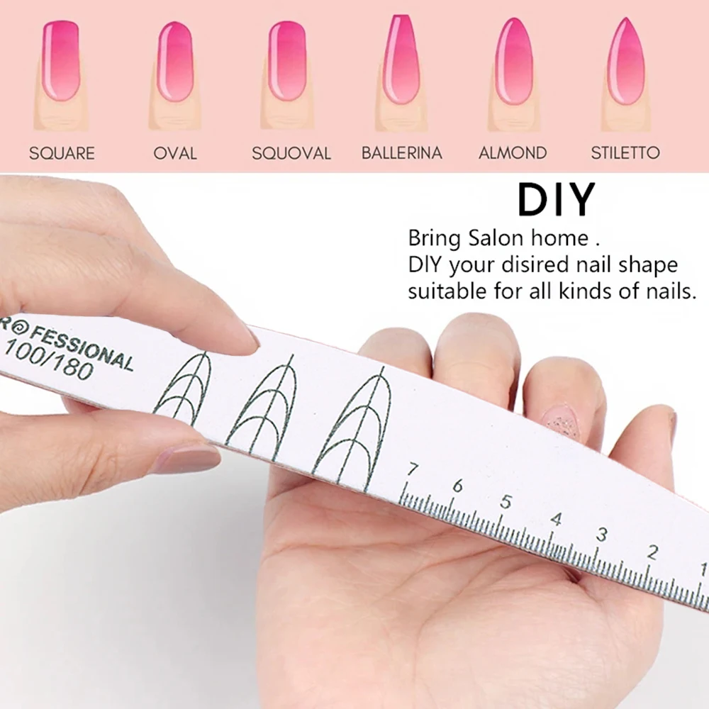 2/5/10 Pcs/Lot Boat Nail File 100/180 Grit Manicure Wood Double-Sided Sanding Thin Files Professional Nail Accessories And Tools