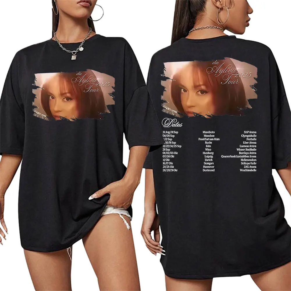 المغني يموت Ayliva جولة 2025 الصيف المشجعين هدية 100% القطن الخالص تي شيرت مطبوع الرجال النساء موضة قصيرة الأكمام ريترو الشارع الشهير