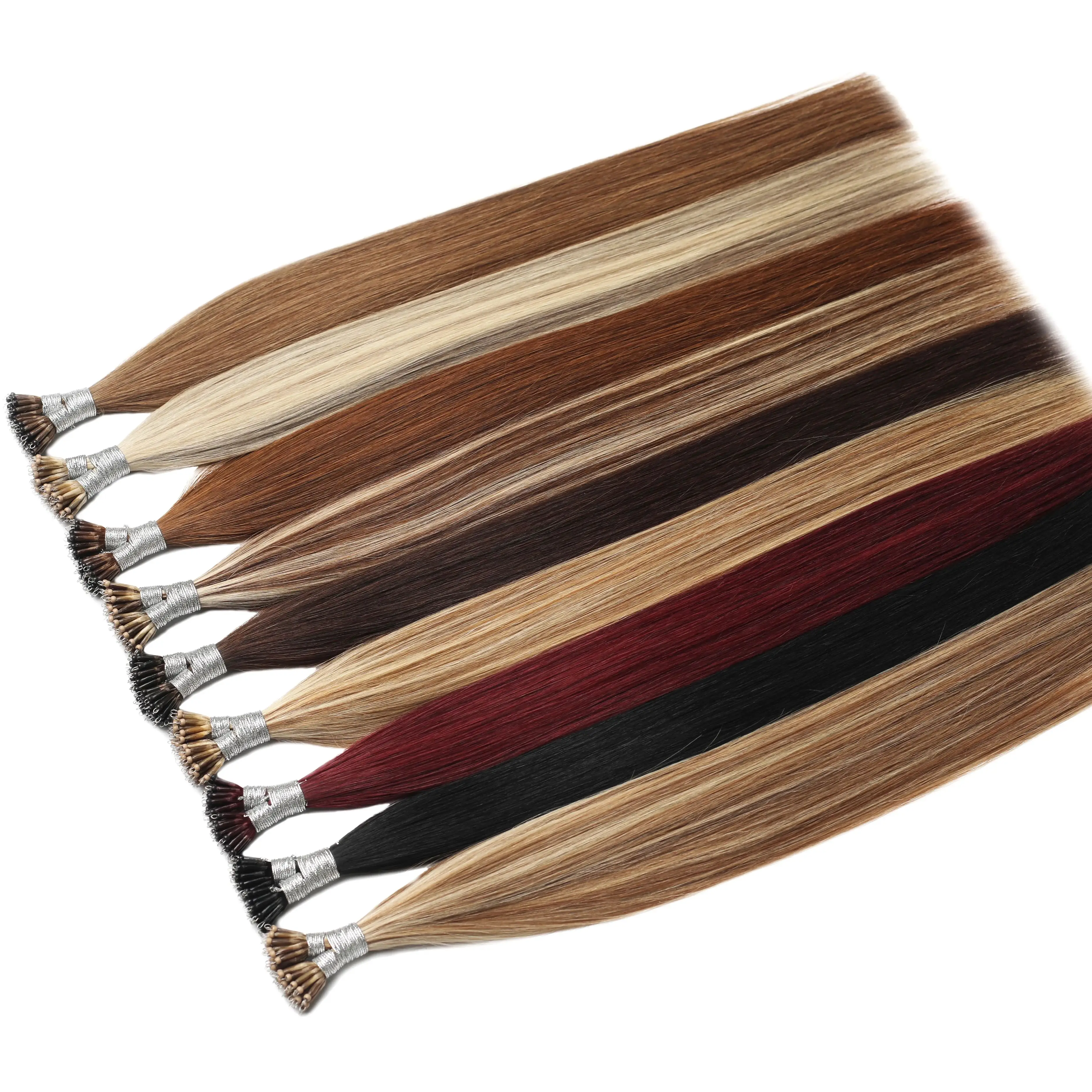 1 g/s 100 Strengen Echt Menselijk Haar Nano Ring Hair Extensions Machine Remy Pre-Bonded Straight Micro Kralen Nano Tip 16 ''-24'' - afbeelding 2