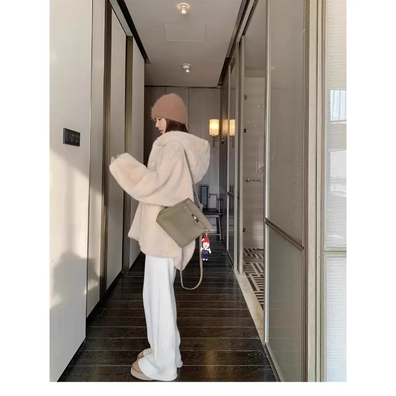 Cappotto ampio con cappuccio Bottone tinta unita Manica lunga Cappotto casual autunnale e invernale alla moda