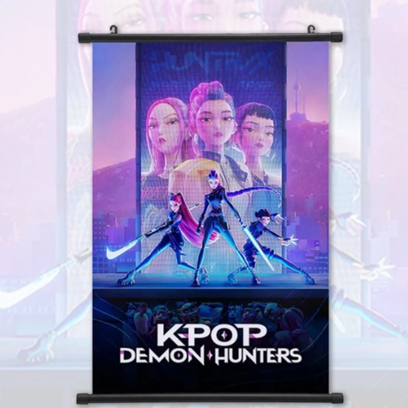 K-POP 데몬 헌터즈 애니메이션 포스터 루미 미라 조이 진우 컬렉션 프린트 홈 룸 바 카페 장식 벽걸이 장식품 선물
