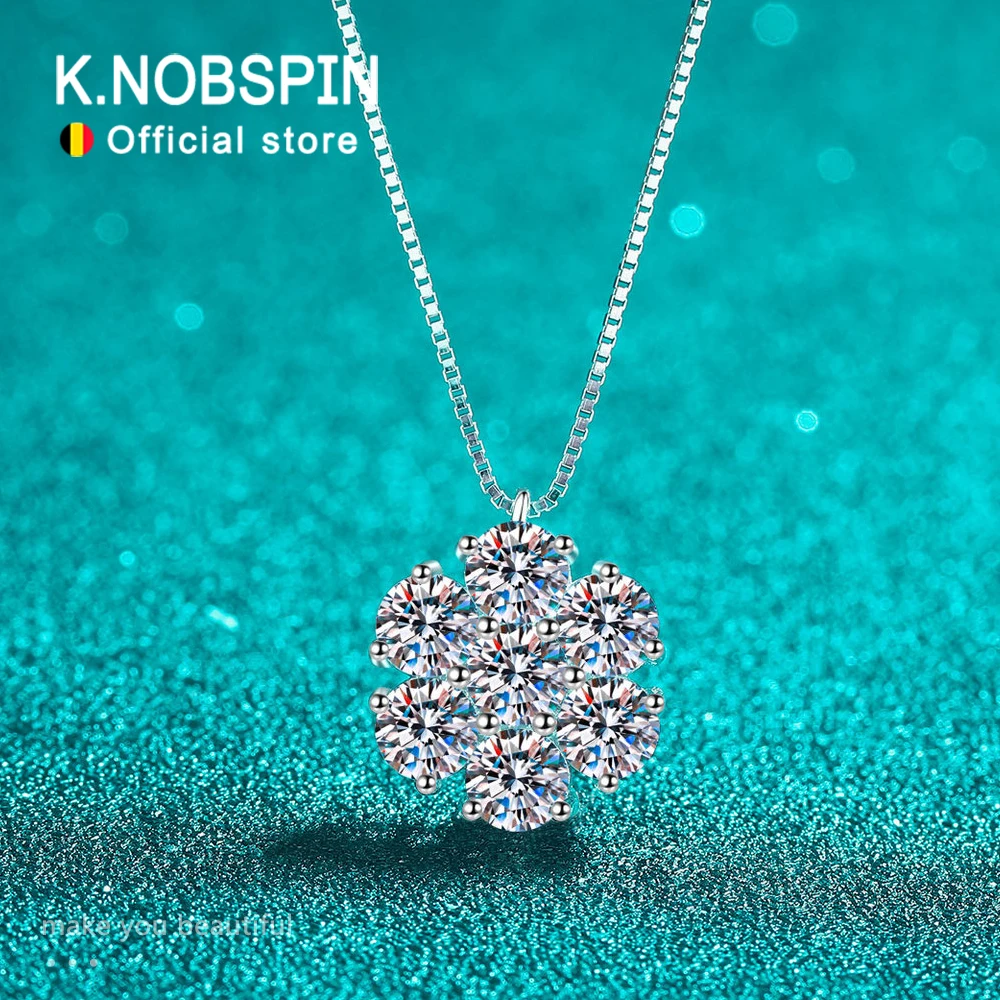 

Ожерелья KNOBSPIN с подвесками из муассанита 3 мм, 4 мм, 5 мм для женщин, свадебные украшения, цепочка из стерлингового серебра S925, ожерелье с муассанитом