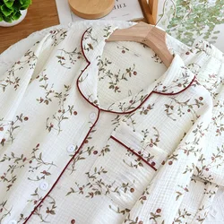 Floral Print Pijamas For Women's Nightie Matching Pajamas Set Autumn New Long Sleeve Home Suit For Women Sleepwear Room Wear