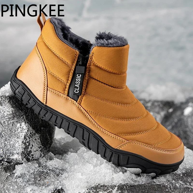 PINGKEE VENOCON Wide ToeBox Feet Barefoot Athletic Leather Shoes Men Women Winter Thermal Snow Boots Sneakers Footwear Man Woman