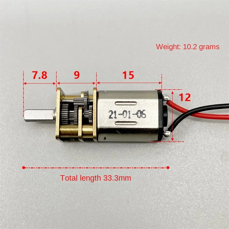 N20 Mini 7mm All Metal Gear Micro Reduction Motor – DC 3V 6V Low Speed 36RPM D-Shaft (D-Axis)
