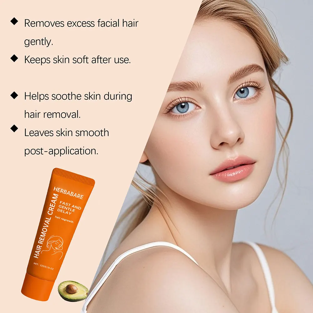 كريم إزالة شعر الوجه للبشرة الحساسة للنساء، مزيل شعر الجسم، مثبط نمو الشعر، غير مهيج، آمن
