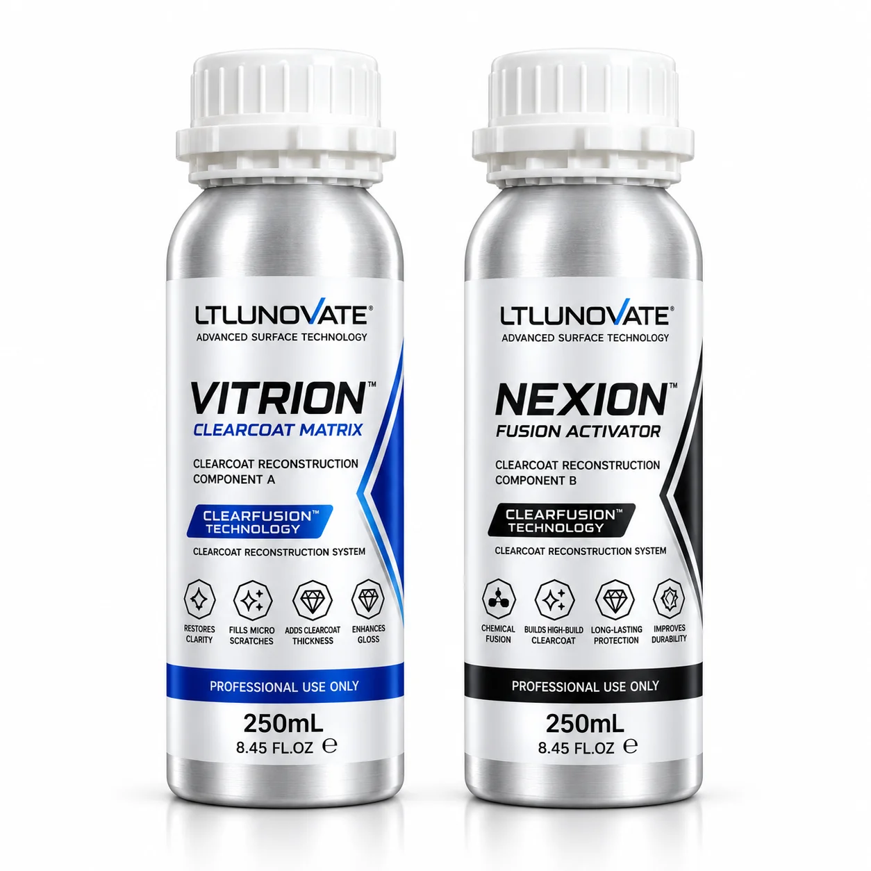 Genuine LTLUNOVATE 2K Clearcoat Restorer Kit 2x250mL VITRION NEXION Car Paint Coating High Gloss Micro Scratch Filler