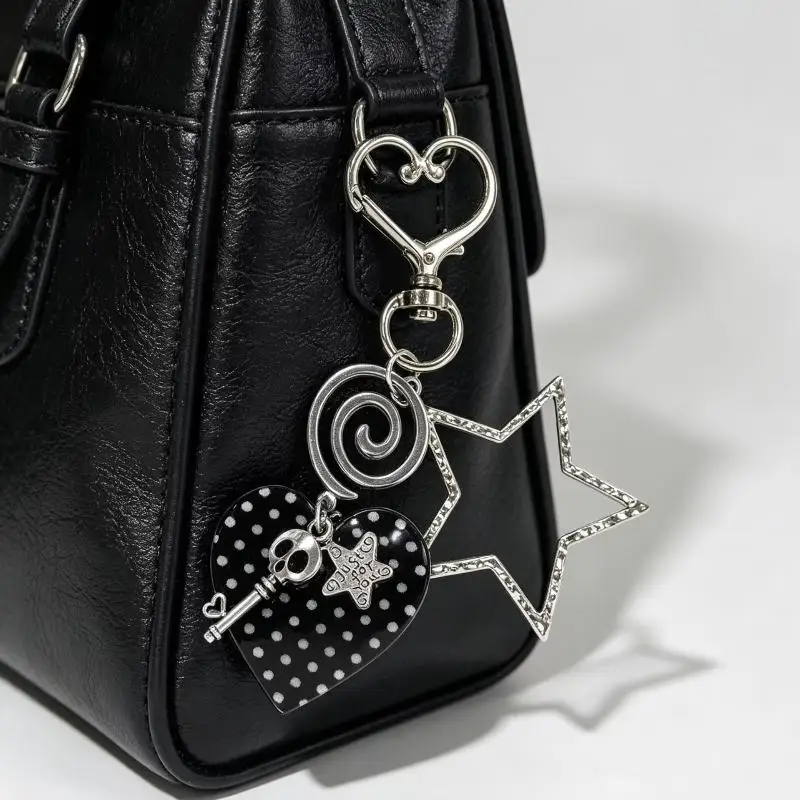 Y2K Stern-Herz-Polka-Dot-Anhänger Punk Koreanische Mode Schlüsselanhänger Schmuck Taschenanhänger Accessoires – Detail 2