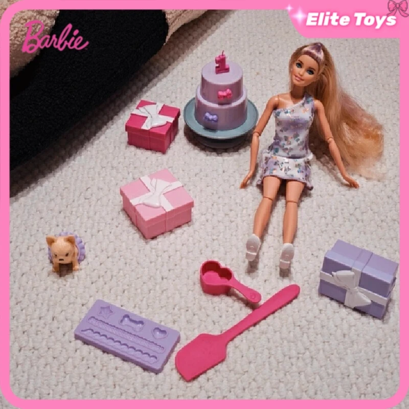 

Barbie Doll Surprise Birthday Party Set Color Change Creative Funny DIY Rich Accessories Girl Toy Collectible Birthday Gift