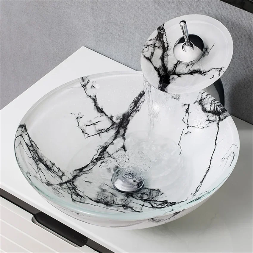 Nordic Modern Simple Tempered Glass Wash Basin Wash Basin On Hotel Bathroom Household Bathroom Washbasin