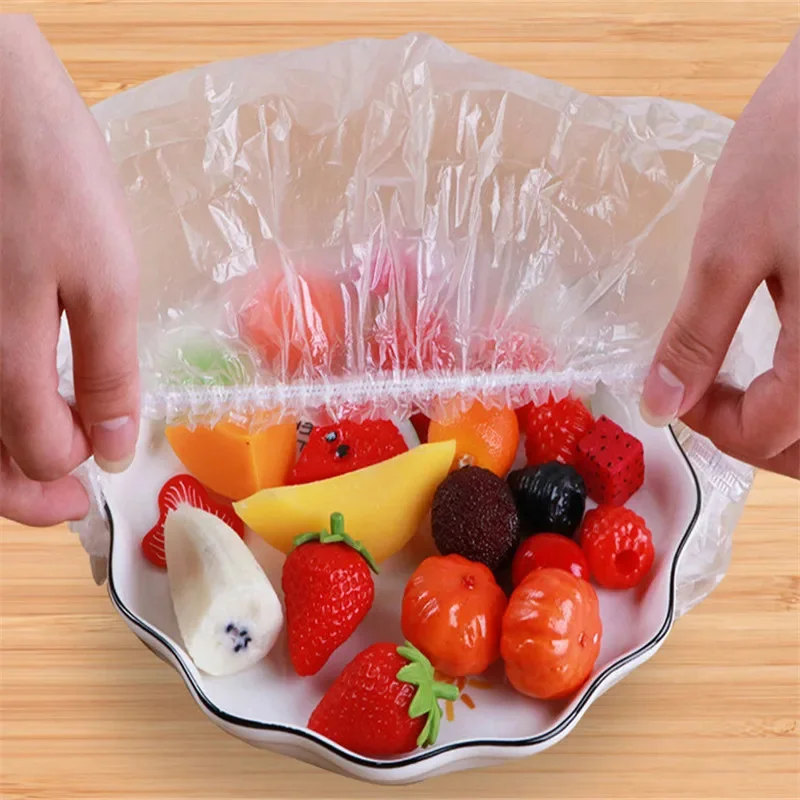 100pcs Disposable Food Storage Cover Reusable Elastic Fresh Food Covers Stretch Wrap Bowl Dish Food Cover Fresh Keeping Bags