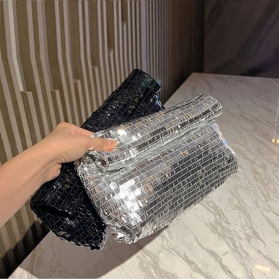 Women Envelope clutch bag Fashion shiny Sequins ladies Clutches Party lady evening bags handbag