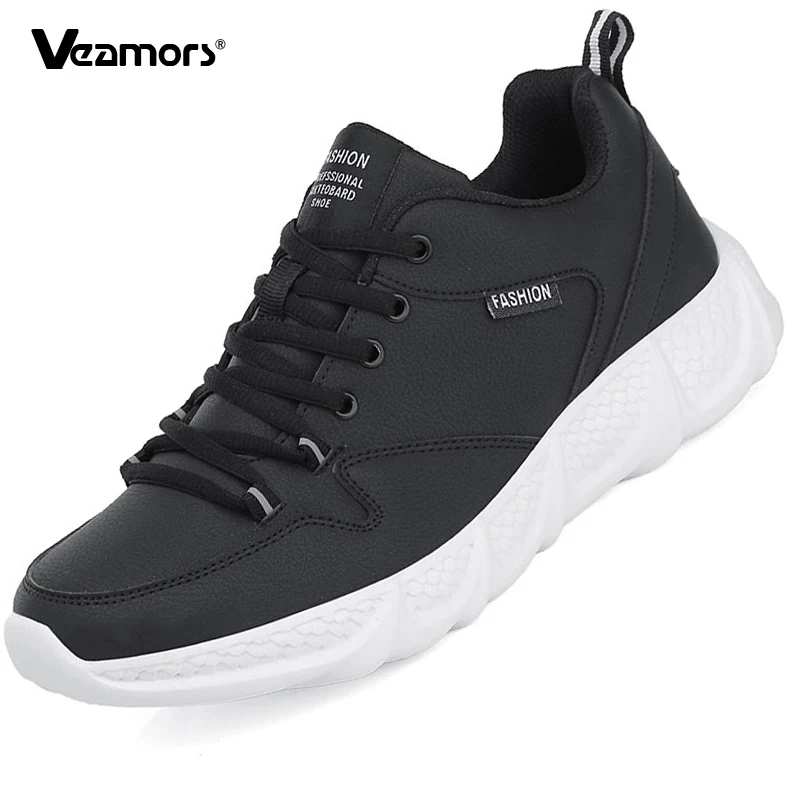 

Мужские модные кроссовки из искусственной кожи, эластичные кроссовки, водонепроницаемая уличная повседневная спортивная обувь для тренировок по бегу, противоскользящая