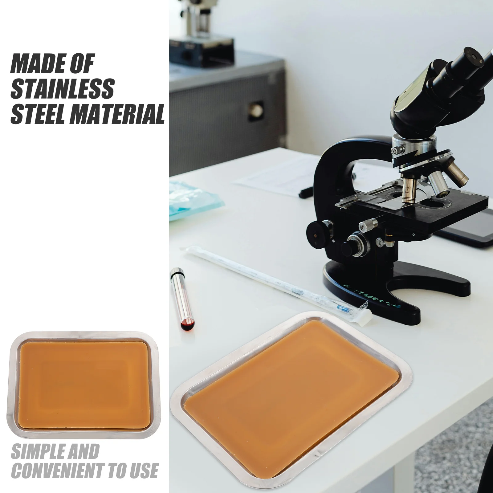 Stainless Dissection Tray 18x25cm with White Wax Layer Ideal for Biology Experiments School Lab Equipment Educational Tool