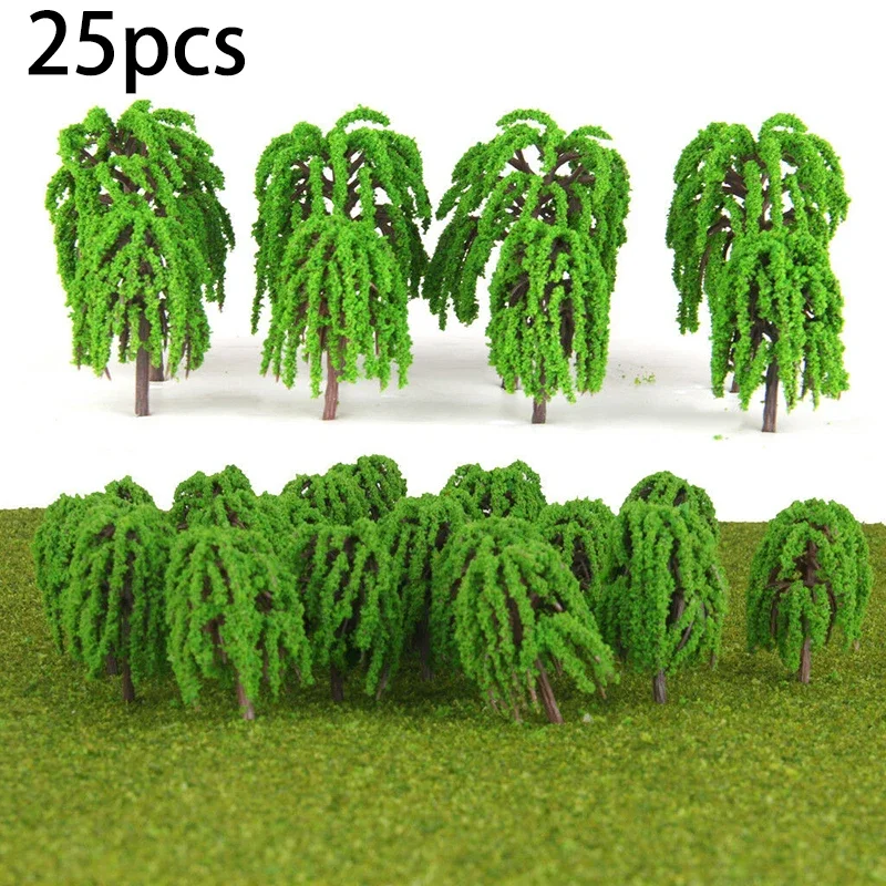 

Plant Model Tree Greenery Kitchen Landscape Layout Plastic Resin Train Railway 25pcs 3D Decoration Display Green