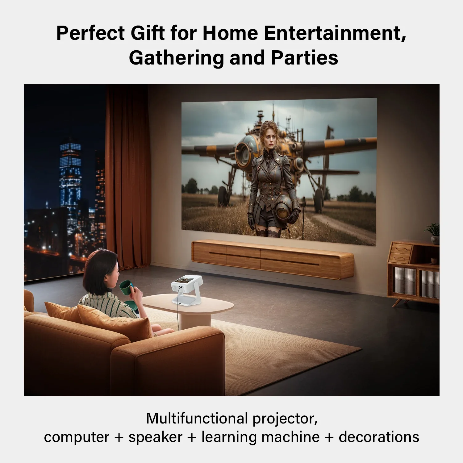 Netflix-projector 8 '' touchscreen 4K 1080P WiFi Bluetooth Android iOS Mirroring 180 °   Rotatie HDMI USB Gaming 30-300''