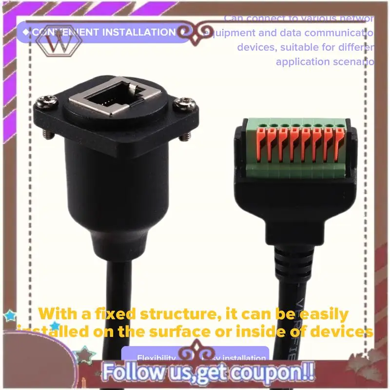 كابل إيثرنت ABBG-D من النوع 8P8C RJ45 مع حامل لوحة أنثى إلى كتلة طرفية زنبركية