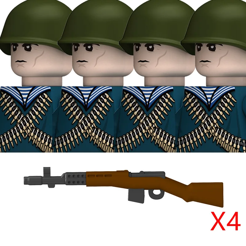 WW2 Military Navy Serie Soldat Figuren Bausteine Sowjetunion Krieger Infanterie Offizier Gedruckt Helm Ziegel Spielzeug Geschenke