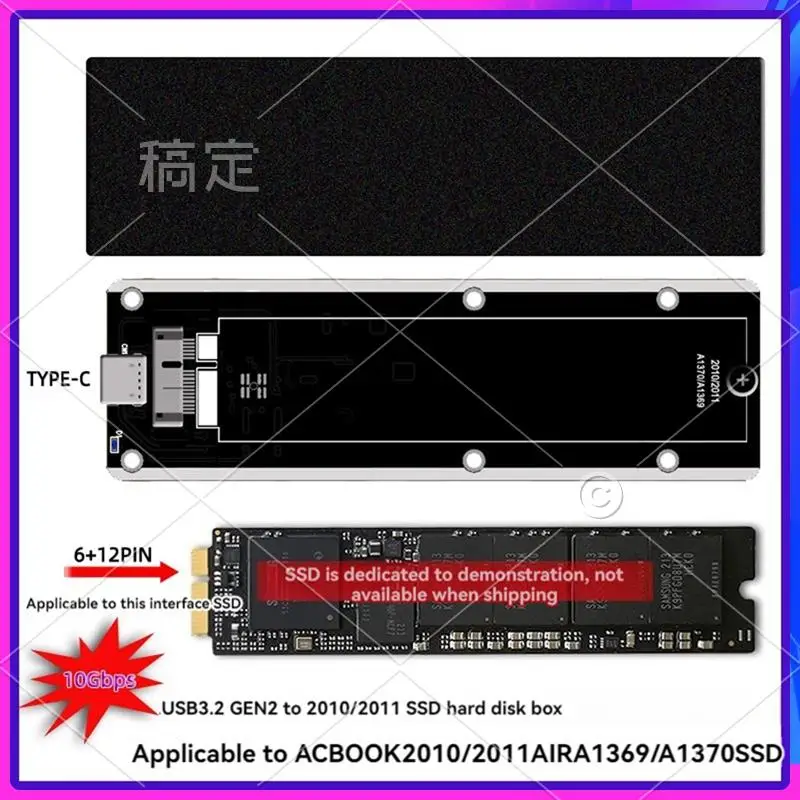 

ABT-Для 2010 2011 Air A1369 A1370 Корпус SSD USB3.2 GEN2 до 12 + 6 контактов M.2 SATA SSD Корпус 6 Гбит/с M2 SSD Box