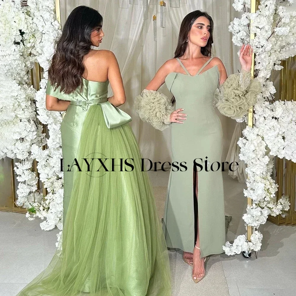 LAYXHS Abiti da sera a sirena di lusso Abiti da ballo con strascico in tulle con perline monospalla Abiti da ballo personalizzati