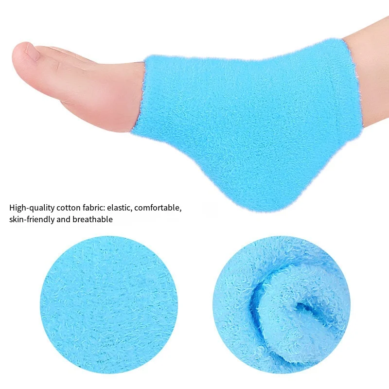 1Set Feather Yarn Foot Protection Cover Moisturizing Gel-Lined Heel Socks Relief Dry Cracked Spa Sock Skin Friendly Elastic Care view 4