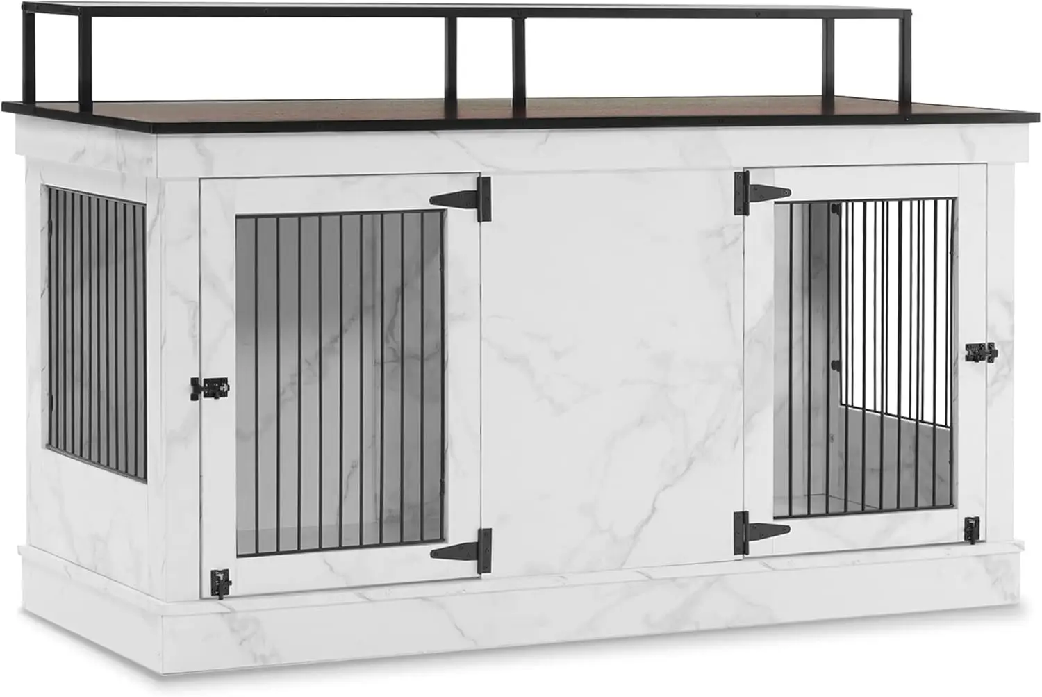 

Large Wooden Dog Crate with Double Doors, Indoor Pet Furniture Stand, White End Table Style