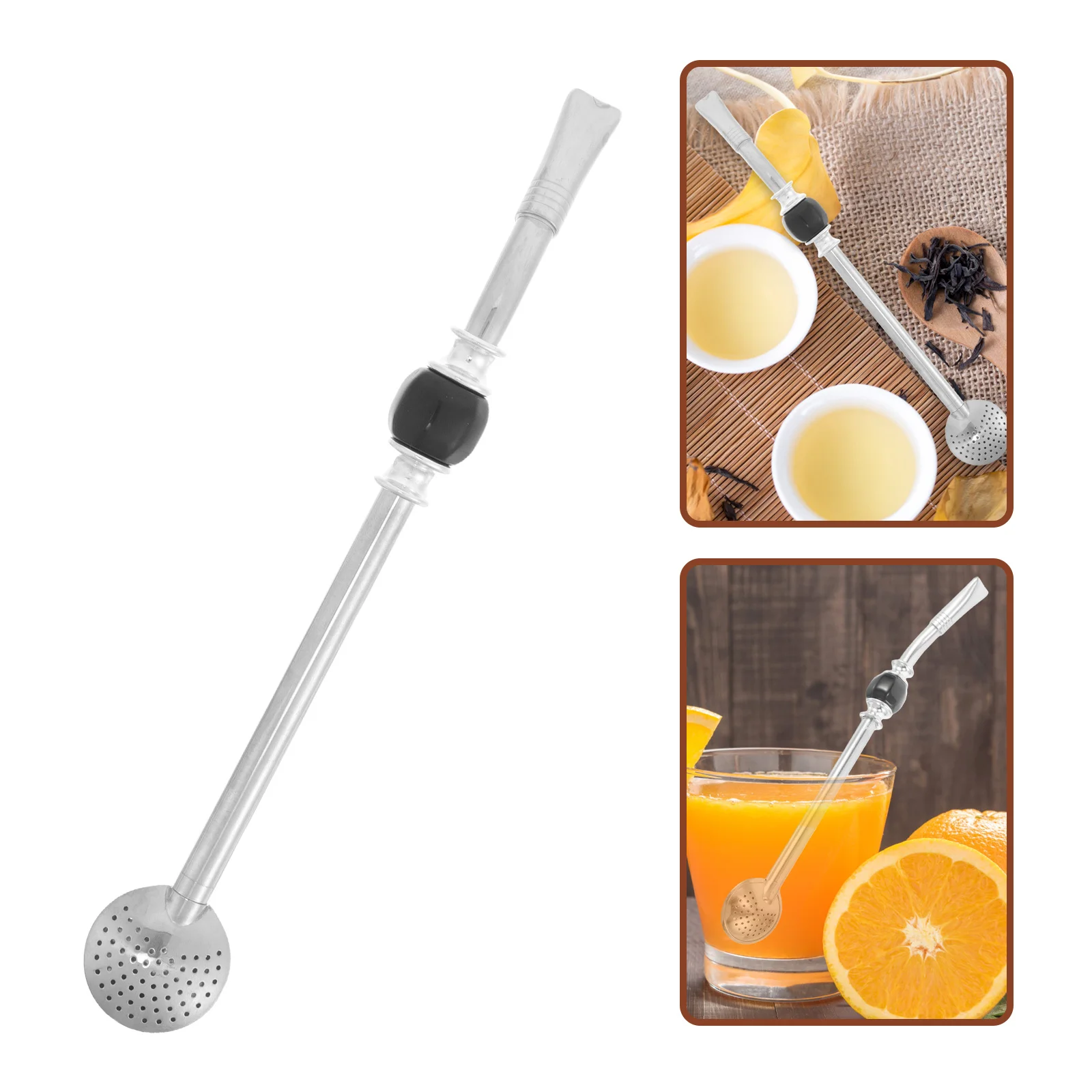 

1 Set Stainless Steel Tea Straw: Reusable Metal Straw With Filter Spoon Long Handle Tea Strainer For Hot Drinks Soup Beverage