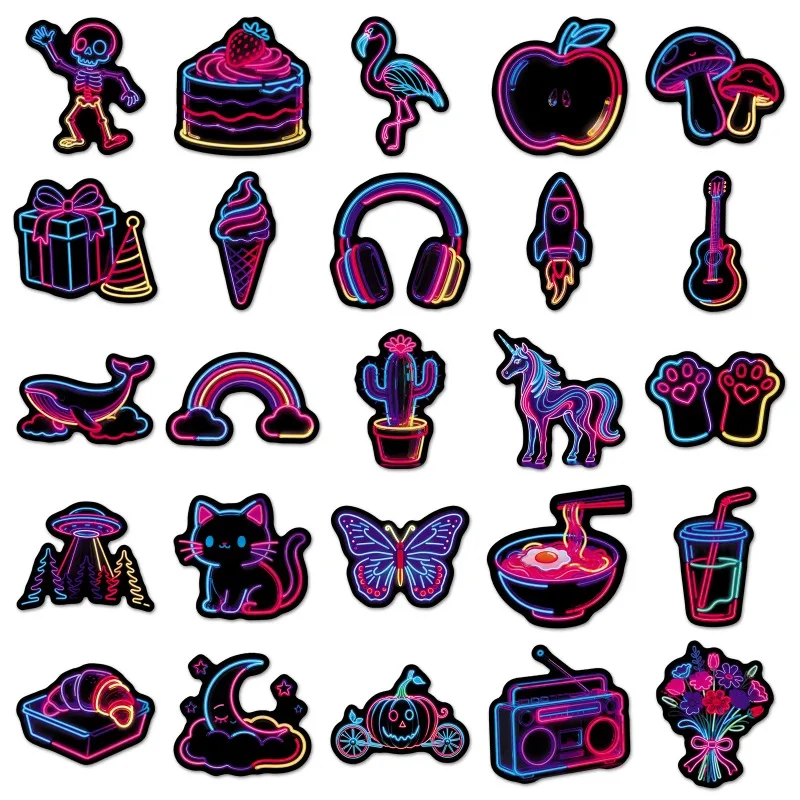 50PCS Cartoon Personality Neon Creative Graffiti Decorative Stickers