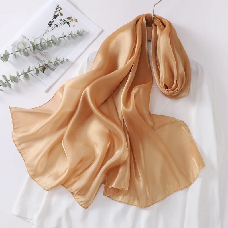 Lenço de chiffon feminino elegante-qual de voile transparente de luxo, lenço de organza brilhante, lenço longo da moda para mulheres, envoltório de cabeça de alta qualidade