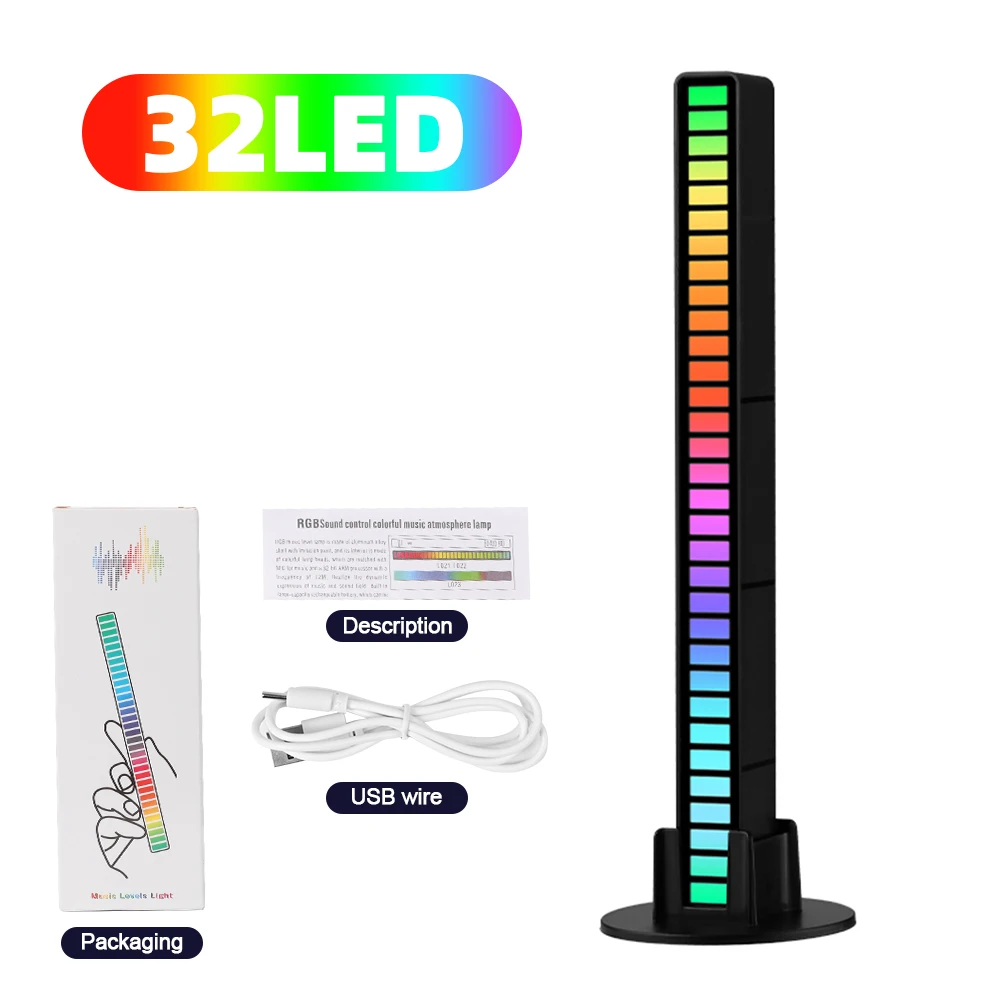 Barra de lámpara de ritmo de música activada Rgb recargable, Control de sonido, luces Led de ambiente Usb, luz nocturna de Color, decoración