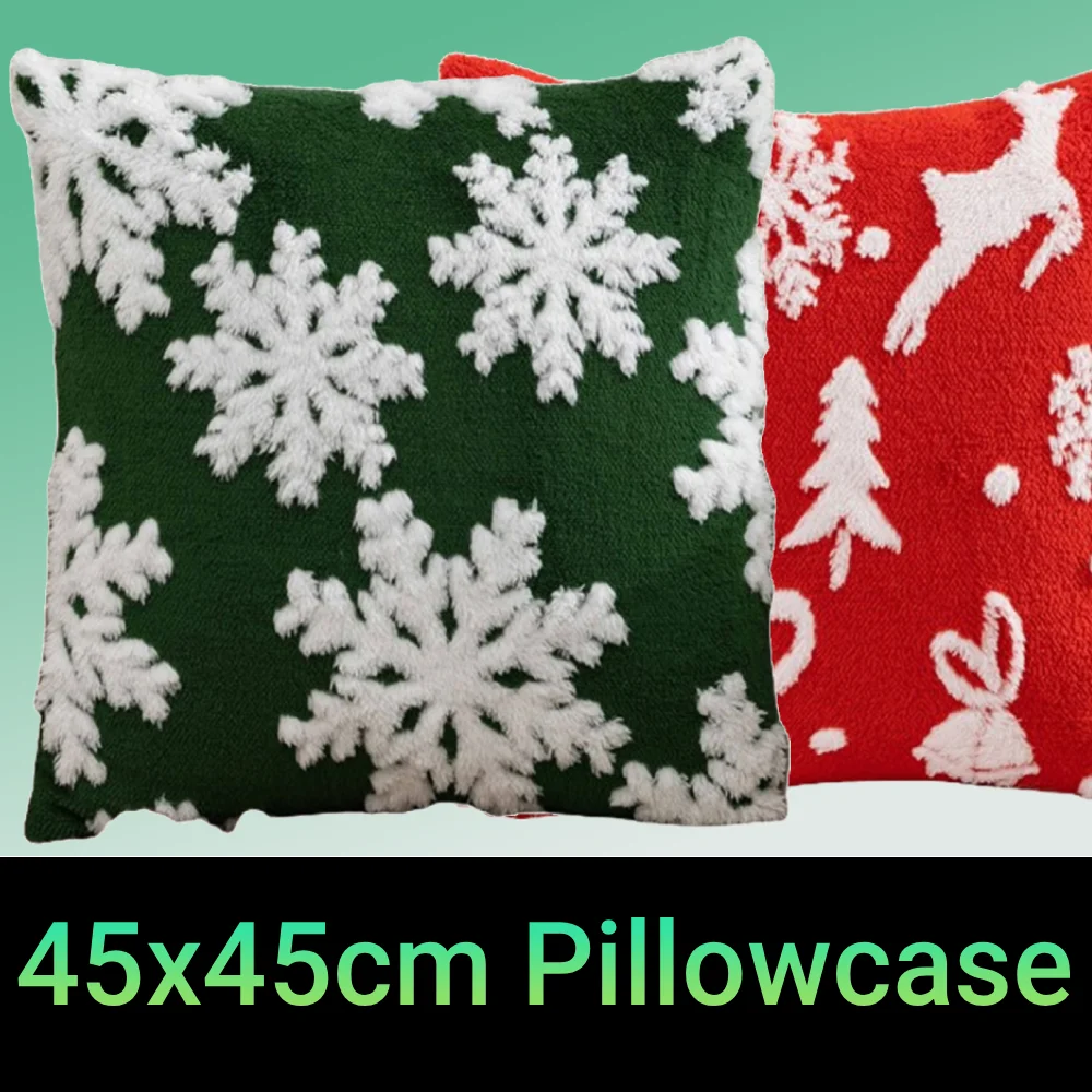 

Christmas Throw Pillow Cover Soft Winter Holiday Pillowcase Decorative Cushion Cover Jacquard Cushion Case for Home Decor