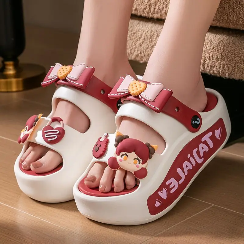 

Women's Sandals Summer 2026 Sweet Cartoon Bow Pretty Sandals for Women EVA Non-slip Soft Platform Cloud Slippers Sandalias Mujer
