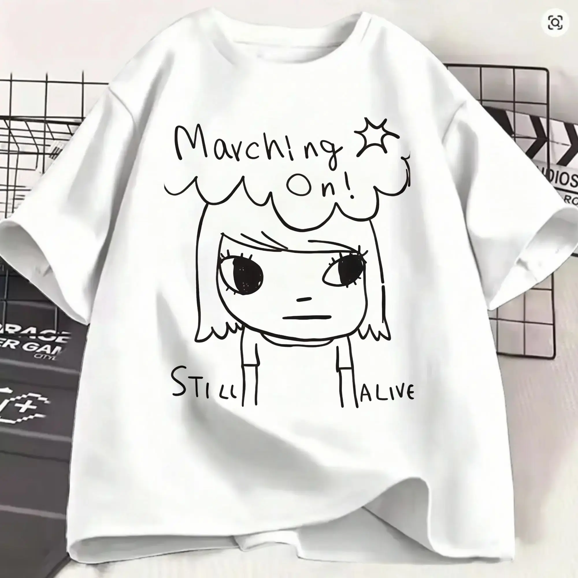 Yoshitomo Nara T Shirts Men 100% Cotton Novelty T-Shirts Crew Neck  Tees Short Sleeve Tops Original